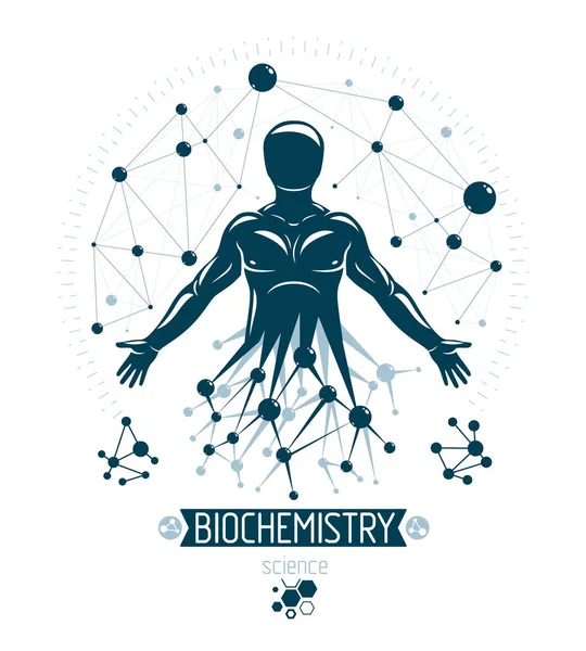 Man made with molecular connections — Stock Vector