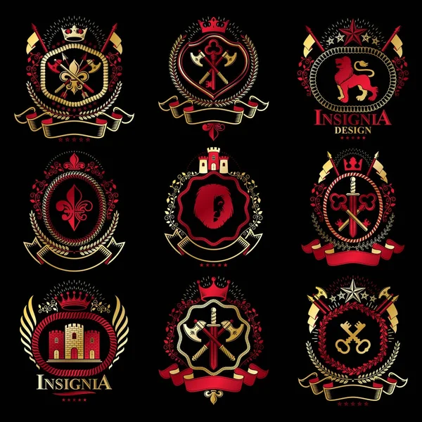 Stema heraldică set de brațe — Vector de stoc