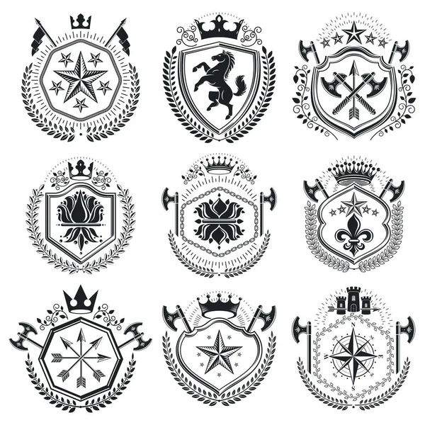 Escudo de armas heráldico conjunto — Archivo Imágenes Vectoriales