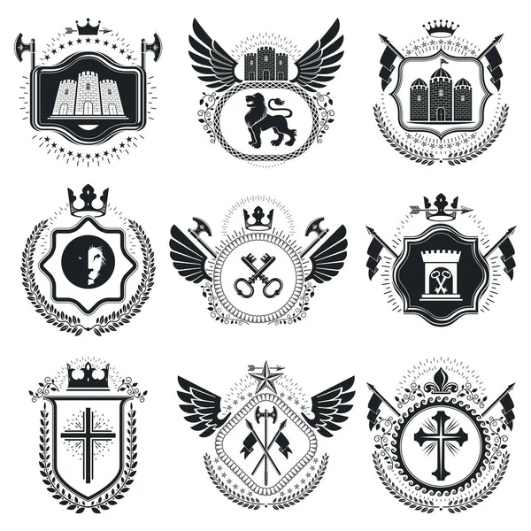 Heraldische wapen Set — Stockvector