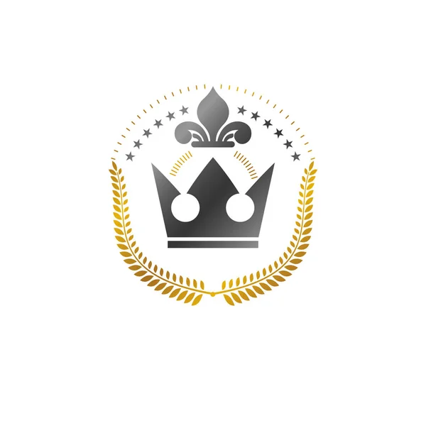 Crown emblem i krans — Stock vektor