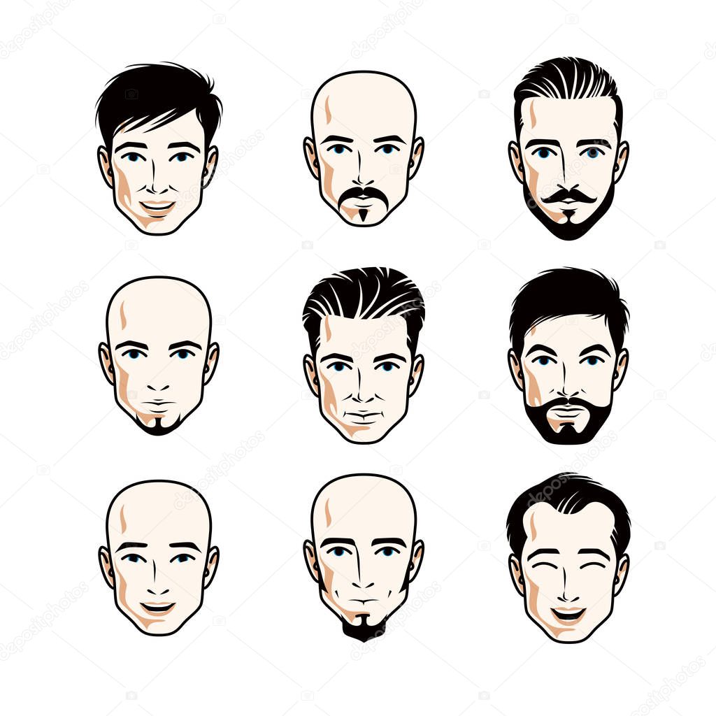 Set of men faces