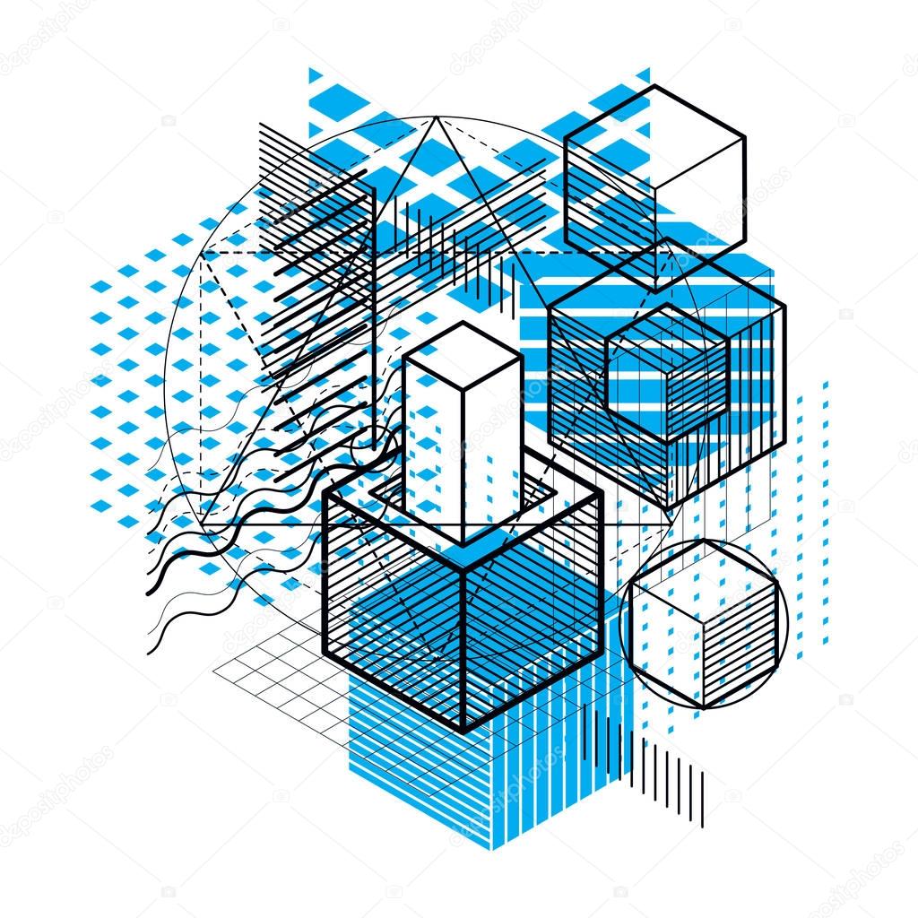 Isometric abstraction with lines and elements