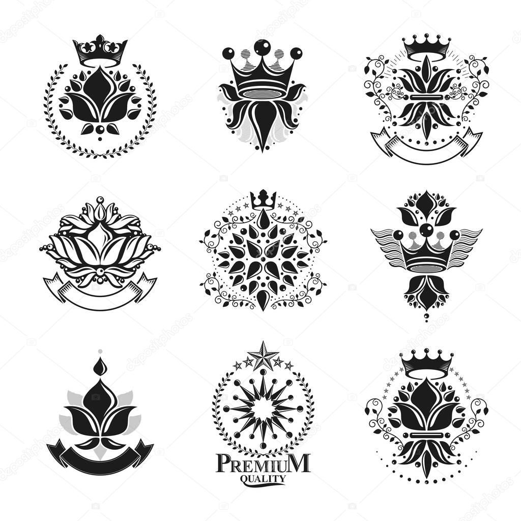 Royal symbols, floral and crowns