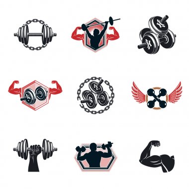 Spor salonu Tema illüstrasyonlar kümesi