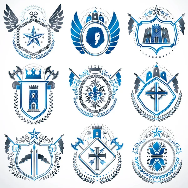 Set de șabloane heraldice de lux — Vector de stoc