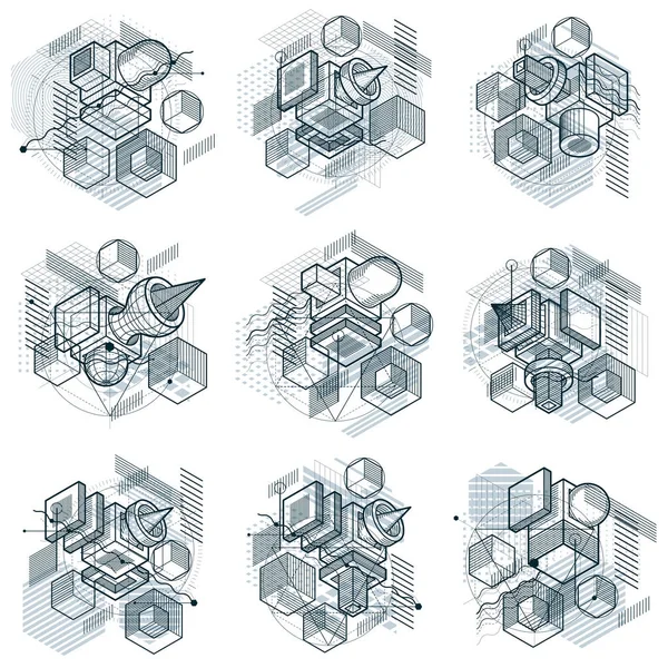 Abstracciones con elementos isométricos — Vector de stock