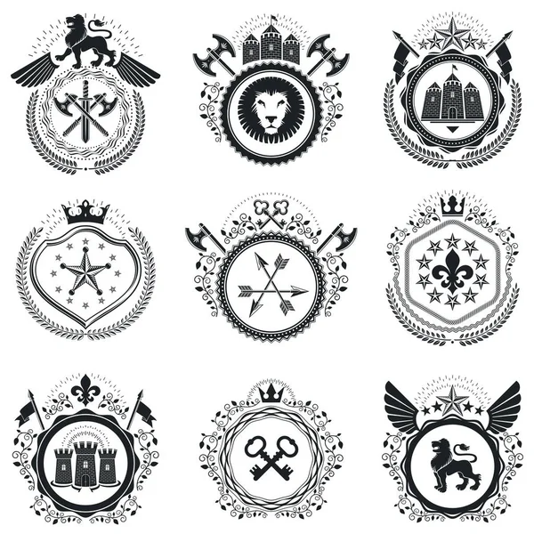 Heraldische wapen Set — Stockvector