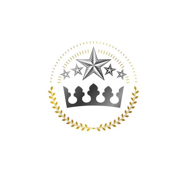Emblema de la corona en corona — Vector de stock