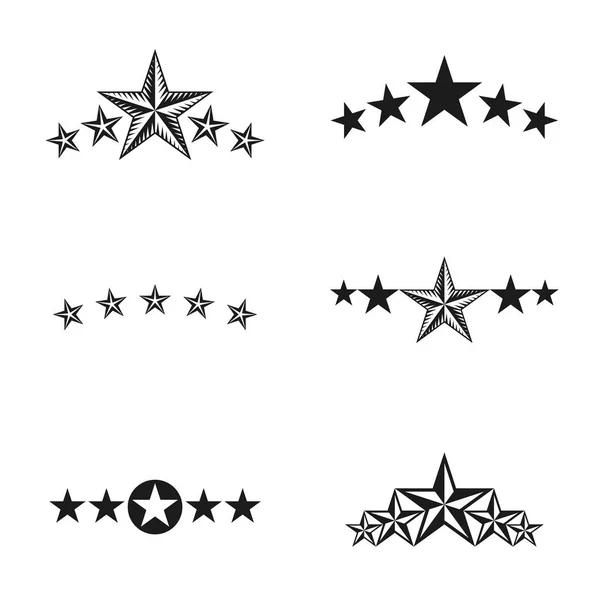 Étoiles emblèmes anciens éléments ensemble — Image vectorielle