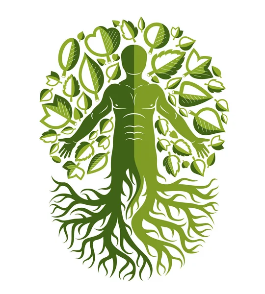 Humano hecho con árbol — Vector de stock