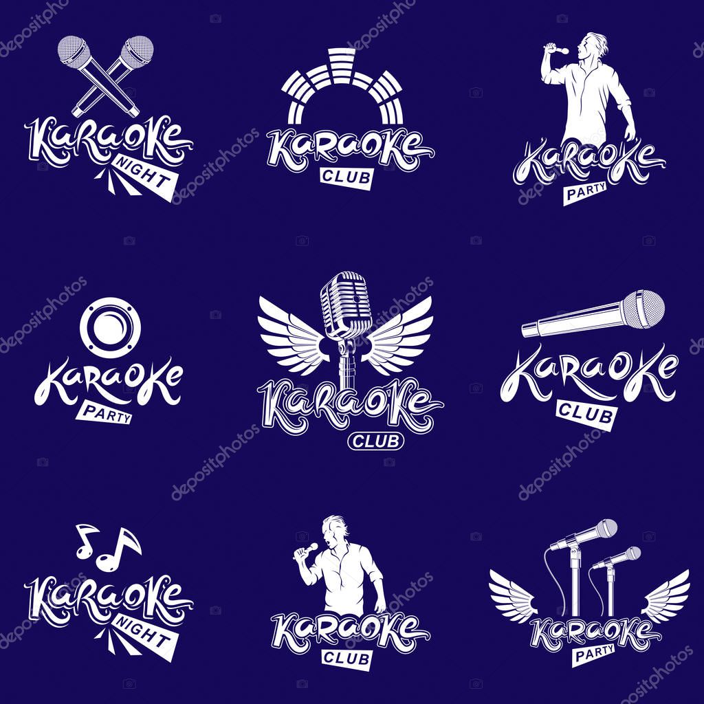 Social announcement logo, emblems and leaflets collection. Vector Earth, journalistic microphones and loudspeakers equipment composed with news, breaking news and world live news inscription.