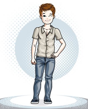 Yakışıklı genç çizgi film adam