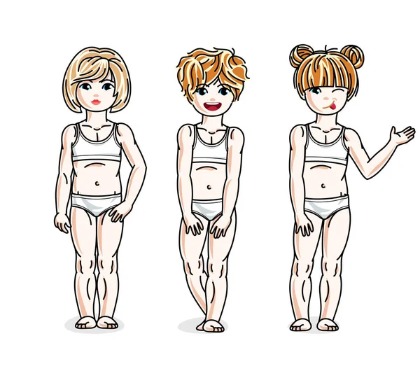 Kleine meisjes dragen kleurrijke bikini — Stockvector