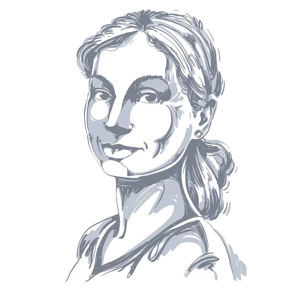 Portrait croquis de femme romantique — Image vectorielle