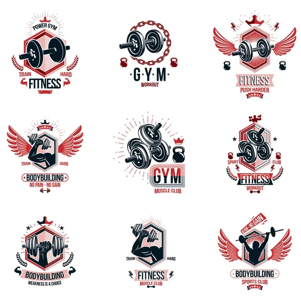 Logotipos de gimnasio y club de fitness — Vector de stock