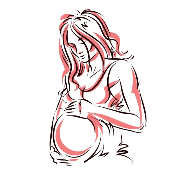 Corpo femminile incinta — Vettoriale Stock