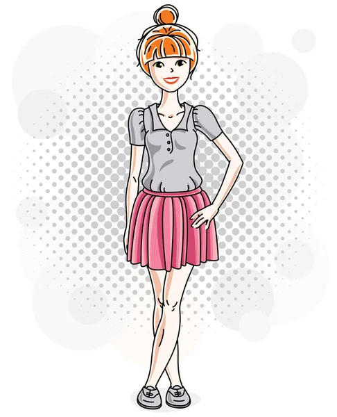 Young red-haired woman — Stock Vector