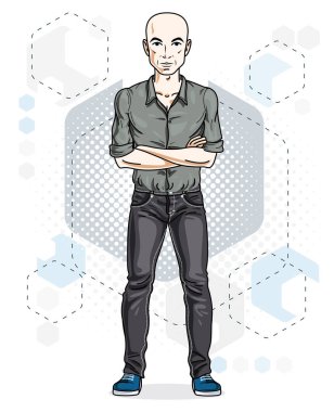 Alında saç çizgisi yakışıklı genç