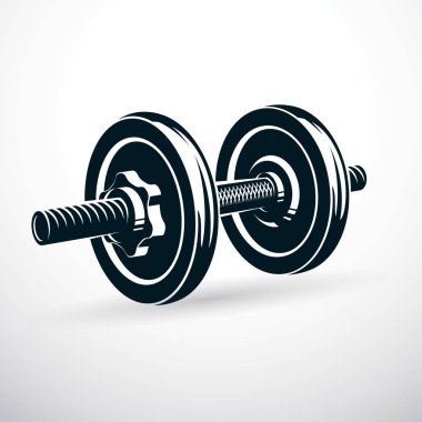 Dumbbell with disc weight illustration clipart