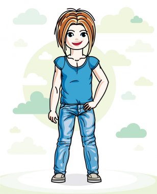 Küçük rahat Kızıl saçlı kız