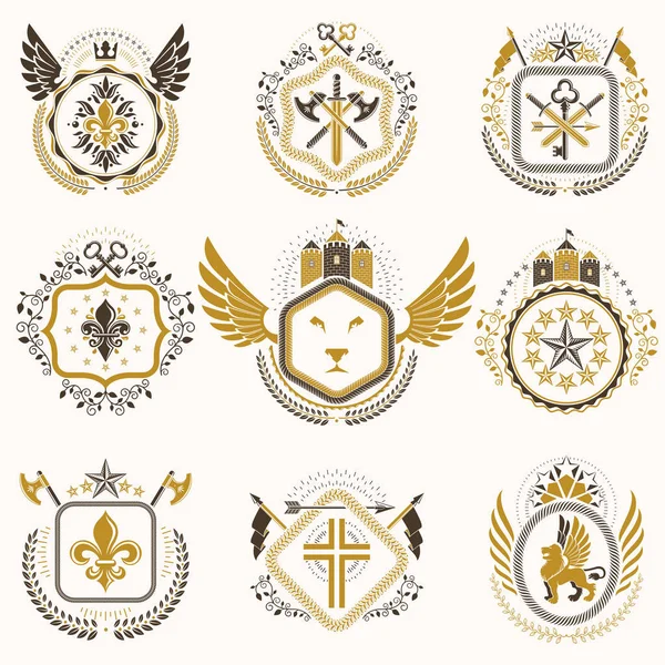 Escudo de armas heráldico conjunto — Archivo Imágenes Vectoriales