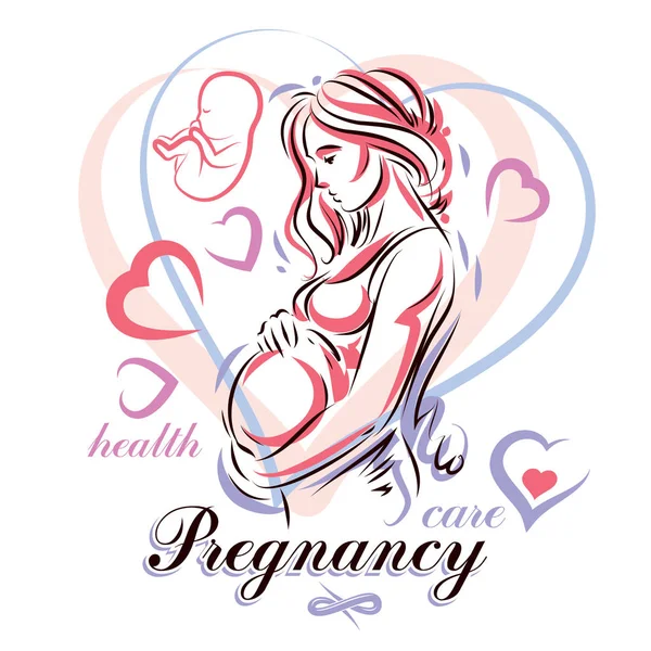 Hamile kadın bedeni — Stok Vektör