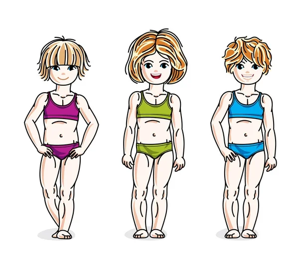 Bambine che indossano bikini colorato — Vettoriale Stock