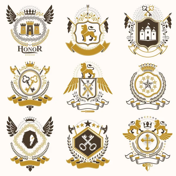 Heraldikai dekoratív címer — Stock Vector