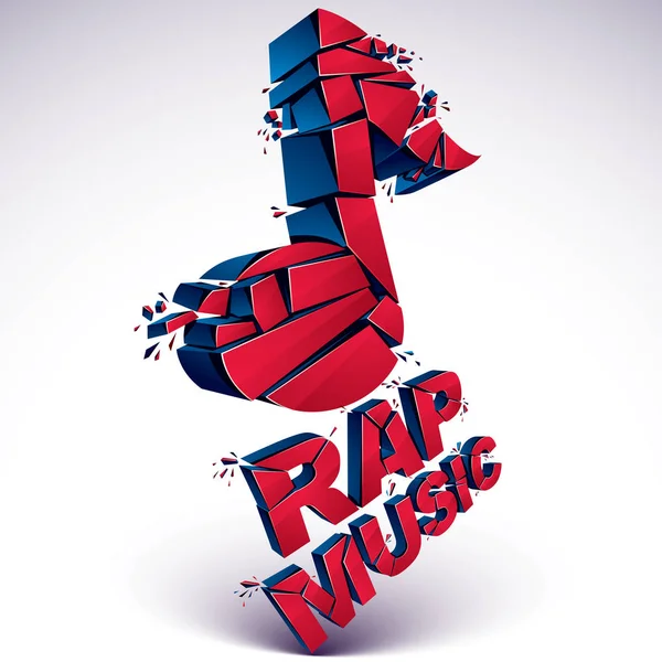 Palabra de música rap rojo destrozado — Archivo Imágenes Vectoriales