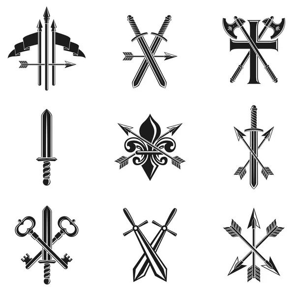 Conjunto de emblemas de armas vintage . — Vector de stock