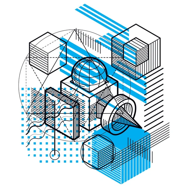 Abstraction isométrique avec des éléments — Image vectorielle