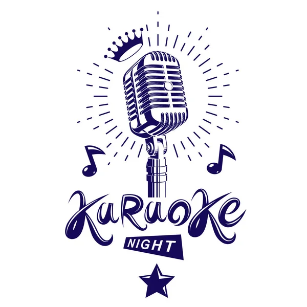 Manifesto di invito serale al karaoke — Vettoriale Stock