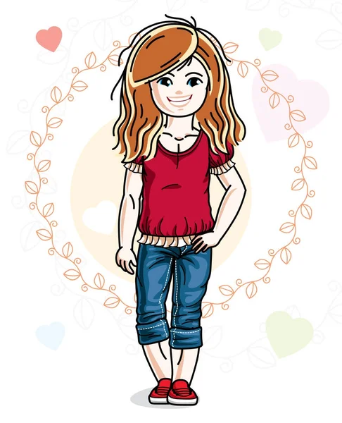 Redhead dziewczyna sobie ubranie — Wektor stockowy