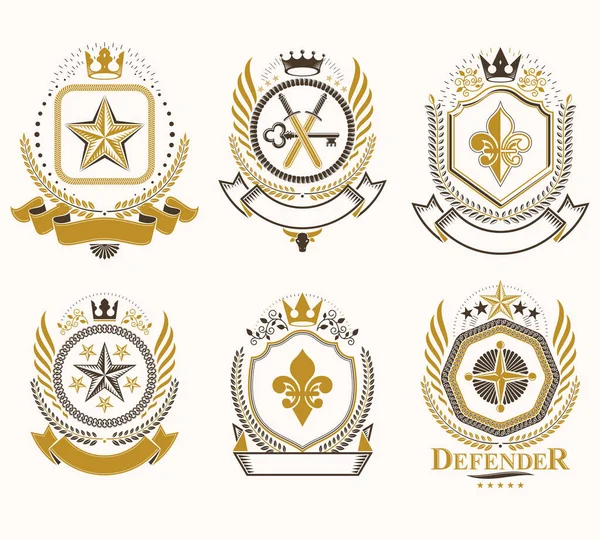 Heraldry labels stylized in retro design — Stock Vector