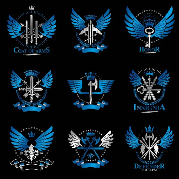 Vintage silah Amblemler ayarla.