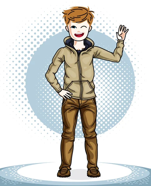 Χαριτωμένος έφηβος αγόρι σε casual ρούχα — Διανυσματικό Αρχείο