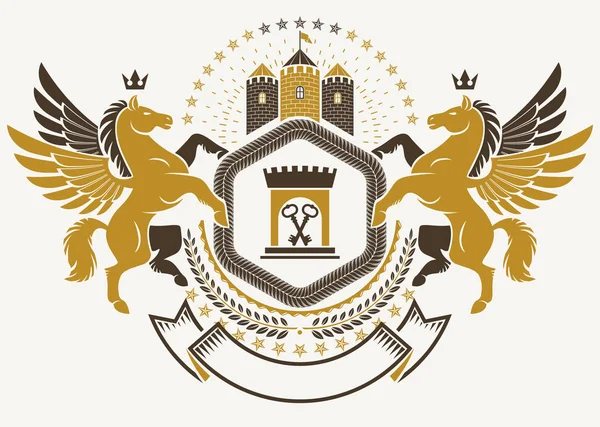 Heraldiska vapensköldar dekorativa emblem — Stock vektor