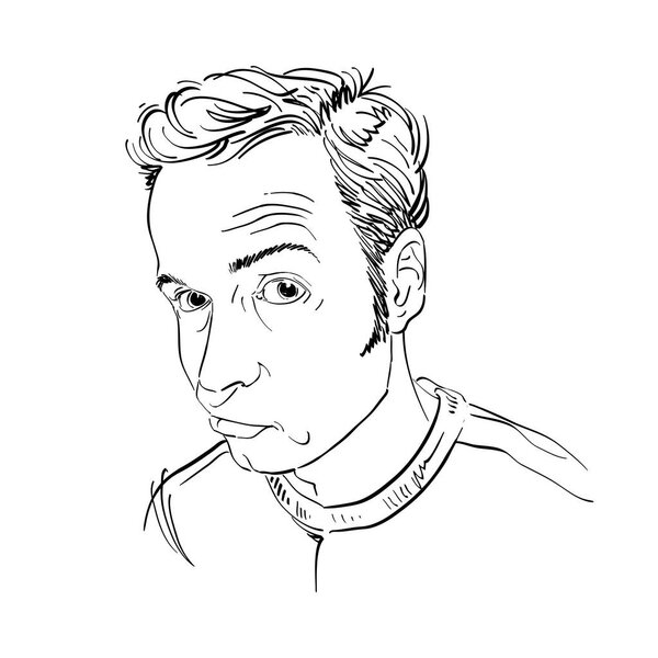 Graphic hand-drawn portrait of man