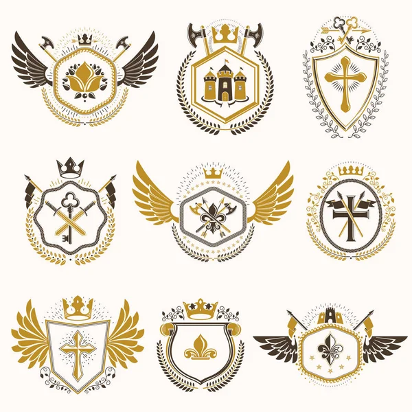 Heraldiska emblem illustration. — Stock vektor