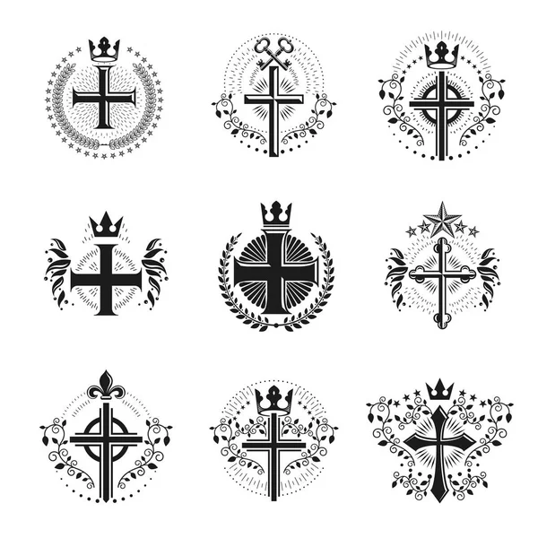 Logos décoratifs des armoiries héraldiques — Image vectorielle