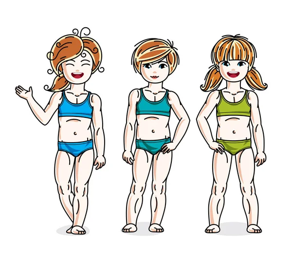 Niñas usando bikini colorido — Archivo Imágenes Vectoriales