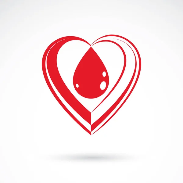 Heart shape and drops of blood — Stock Vector