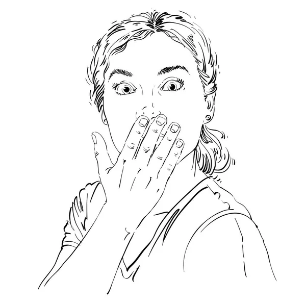 Retrato desenhado à mão da mulher —  Vetores de Stock