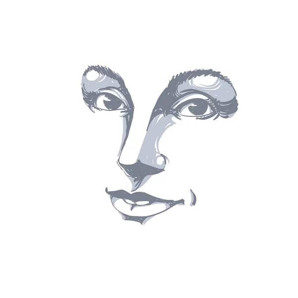 Portrait croquis de femme romantique — Image vectorielle