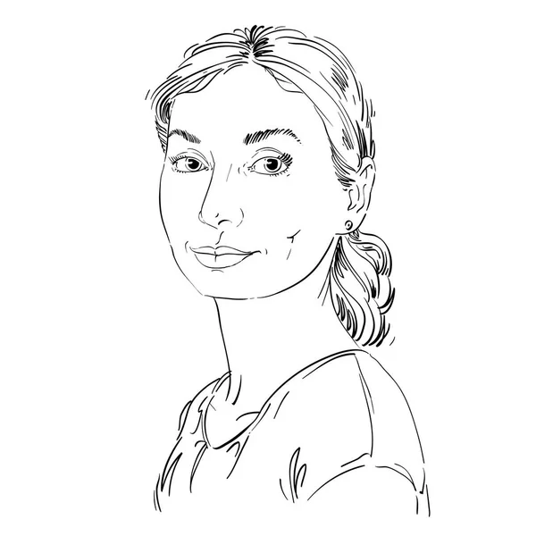 Sketch portrait of romantic woman — Stock Vector