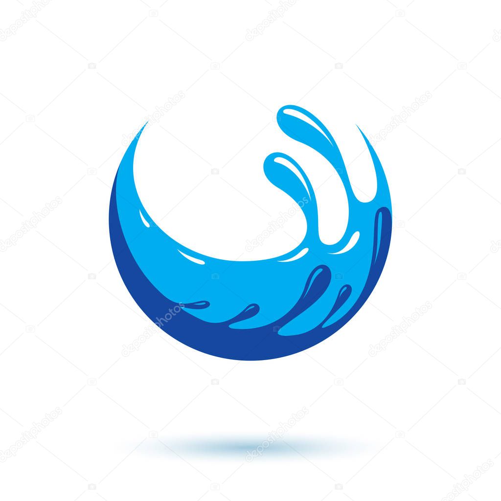 Global water circulation vector symbol for use in mineral water advertising. Environment conservation concept.