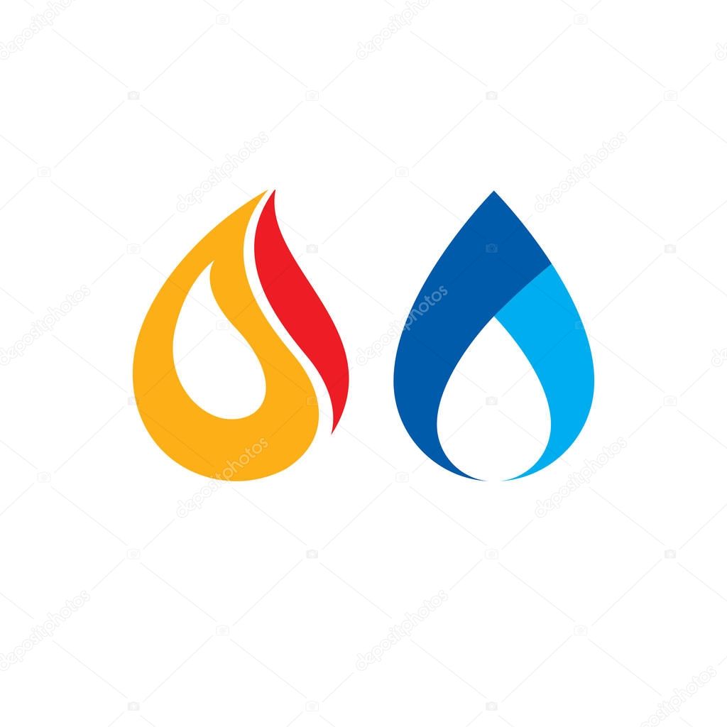 Fire and water harmony bright colored logo