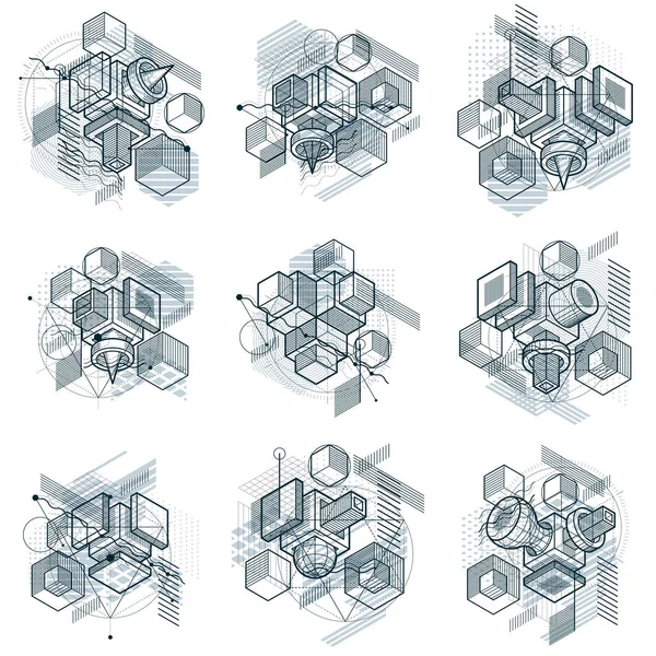 Abstracciones con elementos isométricos — Vector de stock