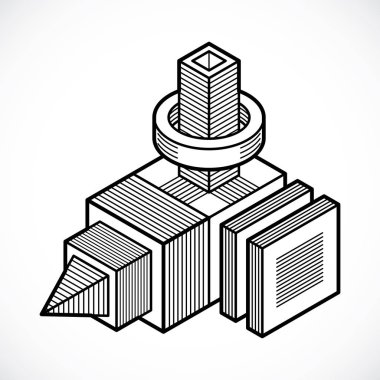 Soyut vektör geometrik formu, 3d çokgen şekli.